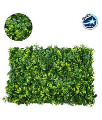 GloboStar® 78406 Artificial - Συνθετικό Τεχνητό Διακοσμητικό Πάνελ Φυλλωσιάς - Κάθετος Κήπος Τριφύλλι - Νάνος Δάφνη - Περεσκία Πράσινο Μ60 x Υ40 x Π8cm